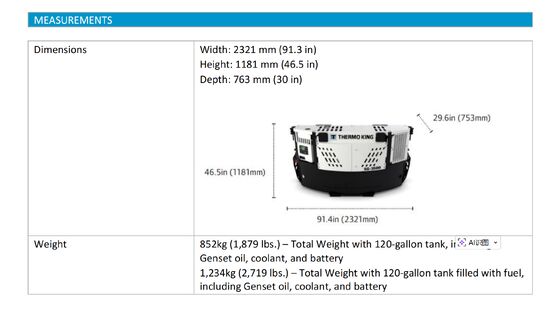 SG3500 THERMO KING dizel motor deniz jeneratörü konteyner soğutma ünitesi elektrik güç kaynağı dikkate değer yakıt verimliliği Çin fabrikasında yapıldı